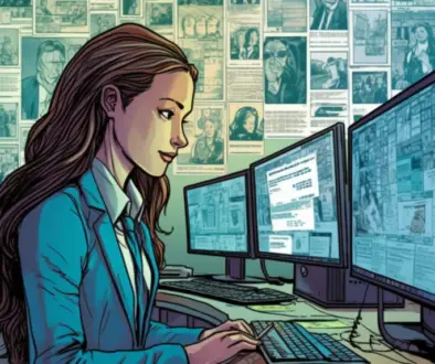 a_lady_in_corporate_attire_looking_at_a_computer
